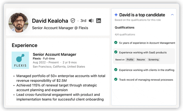 LinkedIn Recruiter Search Results UI