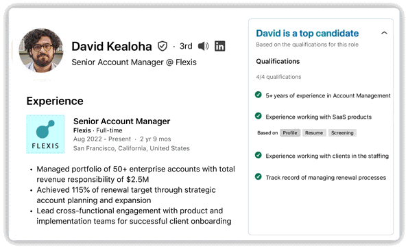 Hiring Assistant sourcing UI
