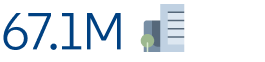 Illustration of 67.1 million with a corporate building on the side.