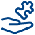 Icon of a hand and a puzzle piece.