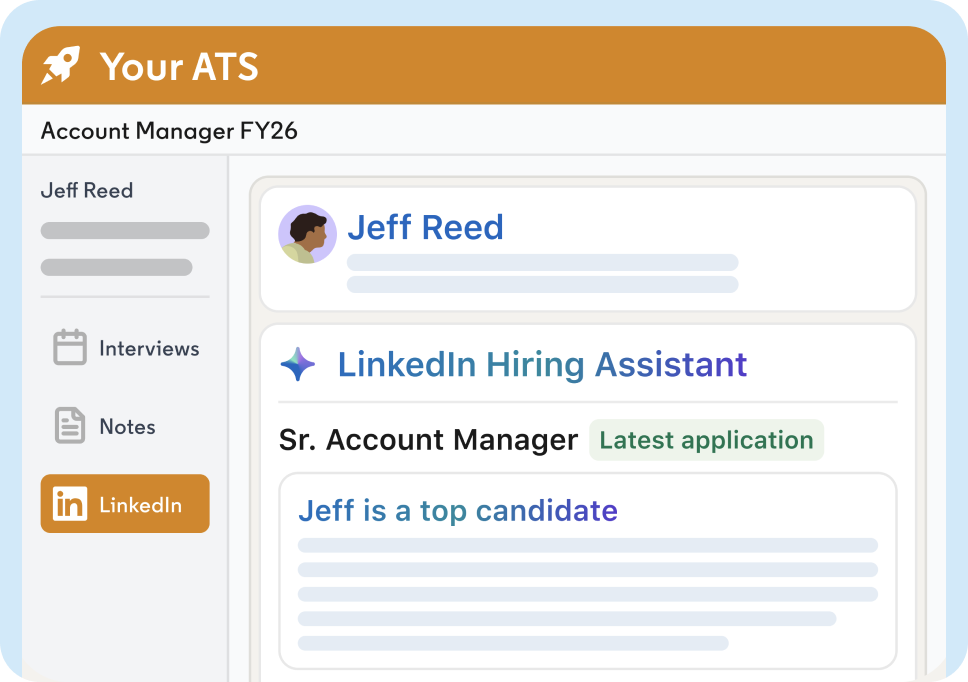 UI illustration representing LinkedIn Hiring Assistant