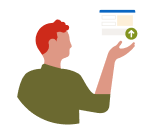 Illustration of an individual pointing to the LinkedIn Campaign Manager