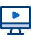 An icon of a computer monitor with a play button on screen.