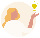 An illustration of an individual next to a light bulb.