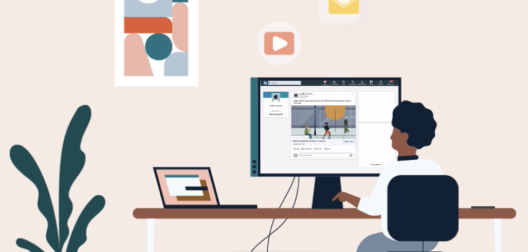 illustration of a person working at a desk