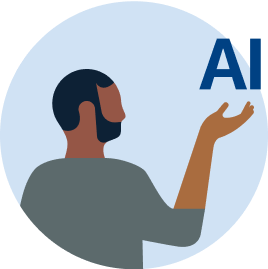 Icon of a person examing AI